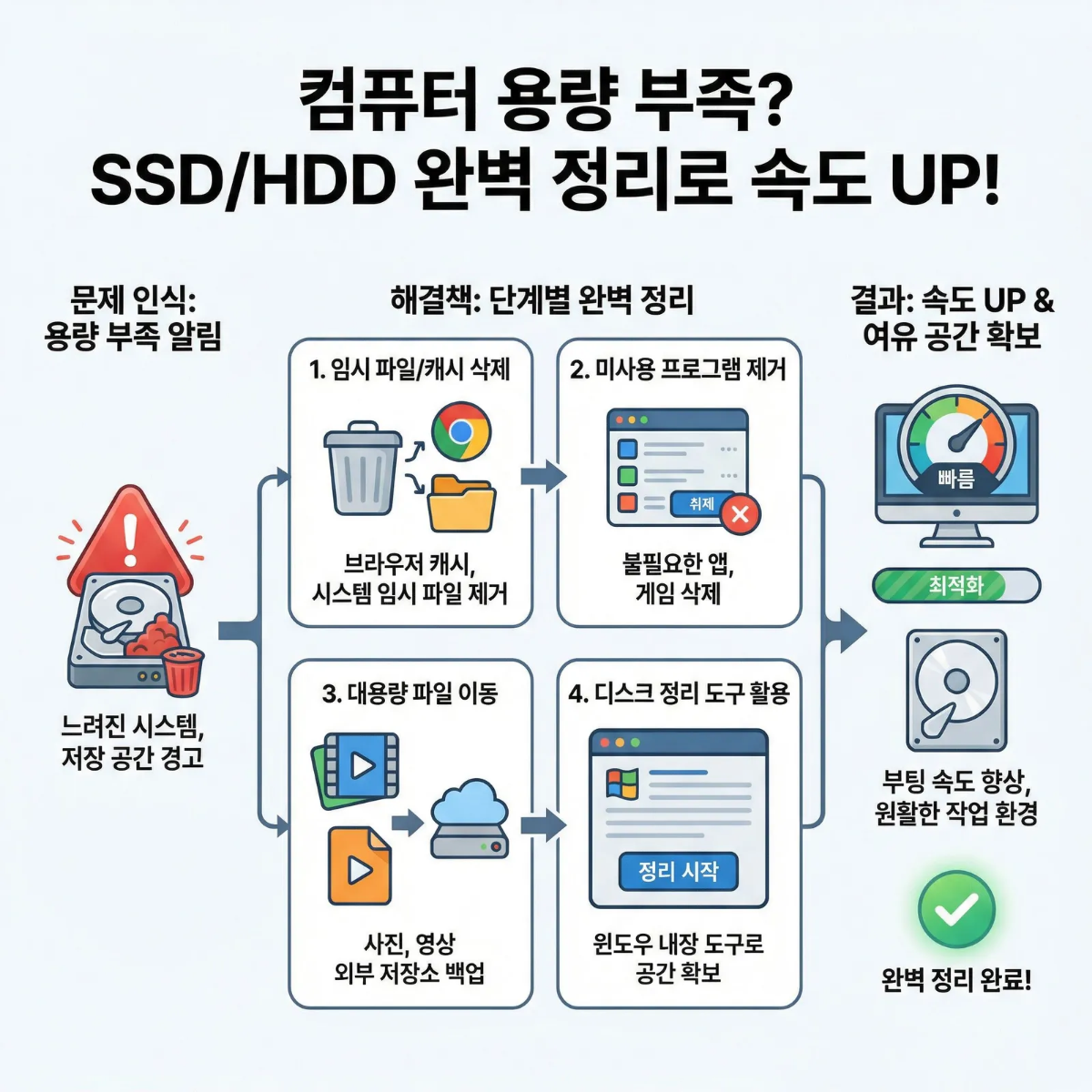 컴퓨터 용량 부족? SSD/HDD 완벽 정리로 속도 UP!